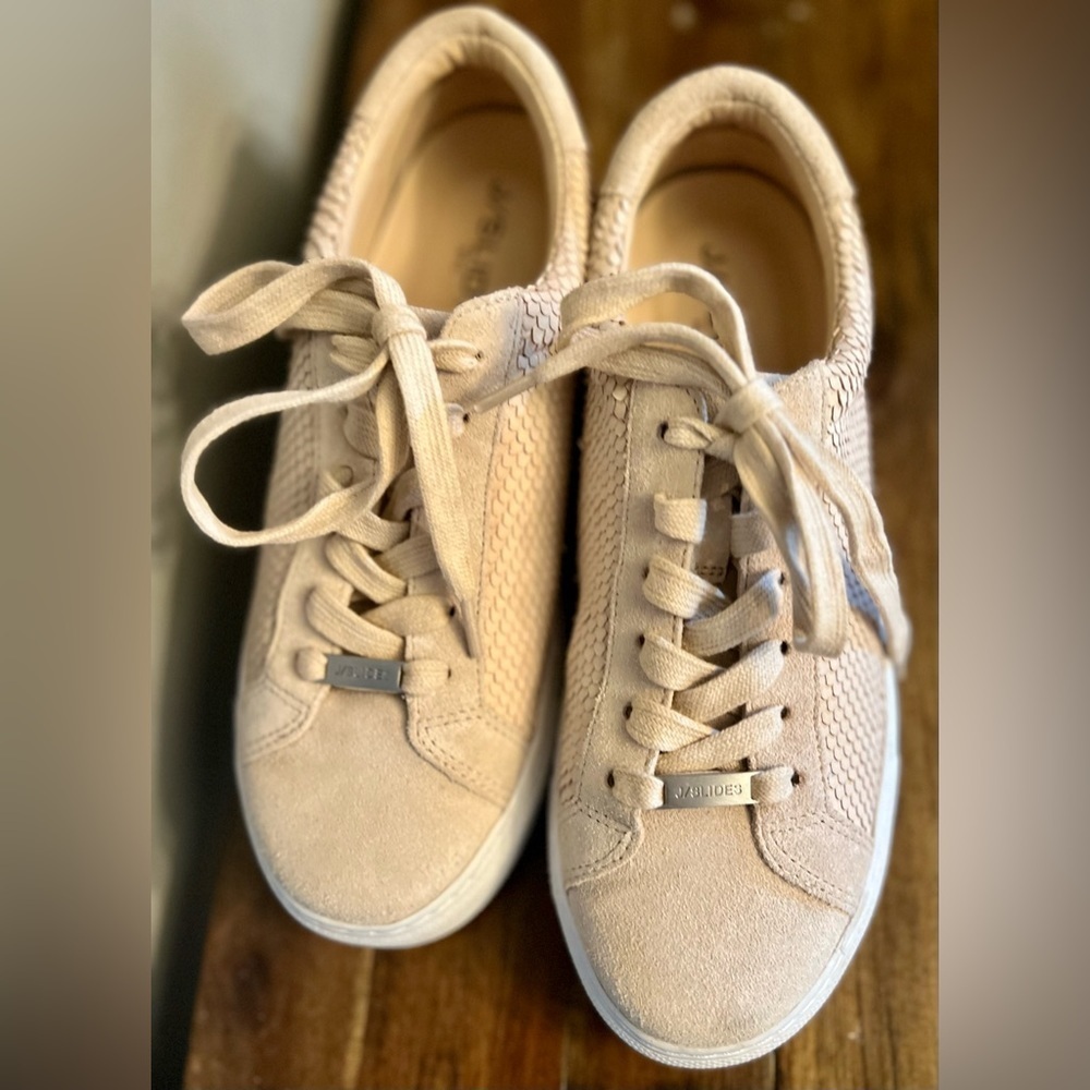J Slides | Sand & White Lacee Leather Sneaker - Women’s 6.5 - Picture 7 of 10